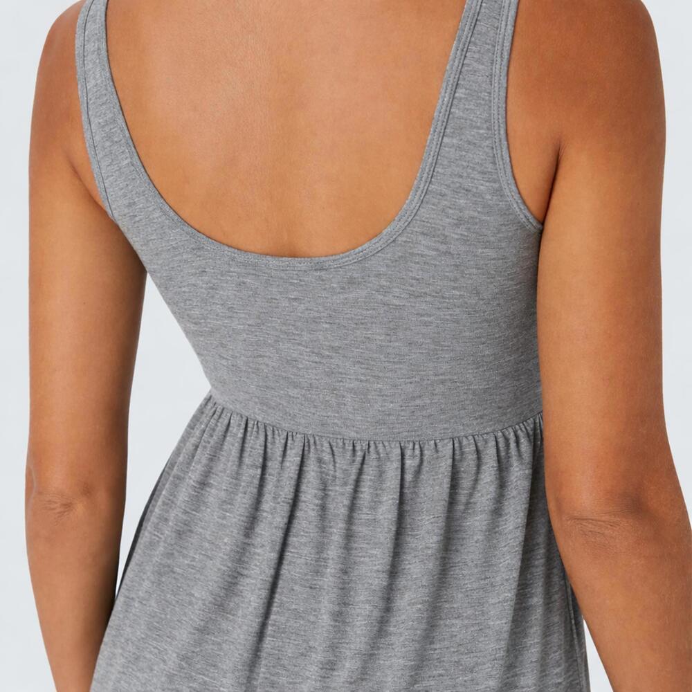 NWT Halara U Neck Ruffle Hem Flowy Mini Dress Size Large - Picture 4 of 9